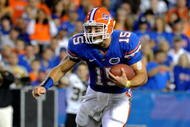 GAINESVILLE, FL - NOVEMBER 7: Quarterback Tim Tebow #15 of the Florida Gators rushes upfield against the Vanderbilt Commodores  on November 7, 2009 at Ben Hill Griffin Stadium in Gainesville, Florida.  (Photo by Al Messerschmidt/Getty Images) 