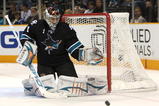 SAN JOSE, CA - NOVEMBER 10:  Thomas Greiss #1 of the San Jose Sharks makes a save against the Nashville Predators during an NHL game at the HP Pavilion on November 10, 2009 in San Jose, California.  (Photo by Jed Jacobsohn/Getty Images)