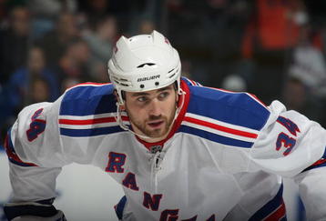 UNIONDALE, NY - OCTOBER 28:  Aaron Voros #34 of the New York Rangers skates against the New York Islanders at the Nassau Coliseum on October 28, 2009 in Uniondale, New York.  (Photo by Bruce Bennett/Getty Images)