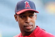 ANAHEIM, CA - OCTOBER 18: Chone Figgins #9 of the Los Angeles Angels of Anaheim looks on during an off-day workout part of the ALCS during the 2009 MLB Playoffs at Angel Stadium of Anaheim on October 18, 2009 in Anaheim, California. (Photo by Jeff Gross/Getty Images)