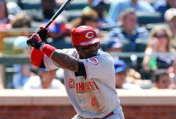 NEW YORK - JULY 12:  Brandon Phillips #4 of the Cincinnati Reds bats against the New York Mets on July 12, 2009 at Citi Field in the Flushing neighborhood of the Queens borough of New York City.  (Photo by Jim McIsaac/Getty Images)