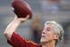 TEMPE, AZ - NOVEMBER 07: Head coach Pete Carroll of the USC Trojans throws a football before the college football game against the Arizona State Sun Devils at Sun Devil Stadium on November 7, 2009 in Tempe, Arizona. The Trojans defeated the Devils 14-9. (Photo by Christian Petersen/Getty Images)
