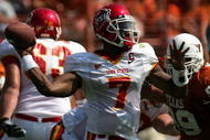 AUSTIN, TX - SEPTEMBER 23:  Quarterback Bret Meyer #7 of the Iowa State Cyclones drops back to pass against the Texas Longhorns on September 23, 2006 at Texas Memorial Stadium in Austin, Texas.  (Photo by Ronald Martinez/Getty Images)