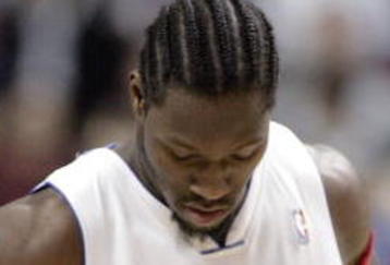 AUBURN HILLS, MI - MAY 17:  Ben Wallace #3 of the Detroit Pistons reacts after missing the first of two free throws late in game five of the Eastern Conference Semifinals against the Cleveland Cavaliers during the 2006 NBA Playoffs at the Palace of Aubrun Hills on May 17, 2006 in Auburn Hills, Michigan. The Cavs defeated the Pistons 86-84 and lead the series 3-2.  NOTE TO USER: User expressly acknowledges and agrees that, by downloading and or using this photograph, User is consenting to the terms and conditions of the Getty Images License Agreement.  (Photo by Gregory Shamus/Getty Images)