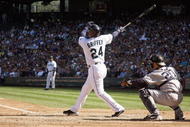 SEATTLE - SEPTEMBER 20: Ken Griffey Jr #24 of the Seattle Mariners makes a hit during the game against the New York Yankees on September 20, 2009 at Safeco Field in Seattle, Washington. (Photo by Otto Greule Jr/Getty Images)