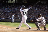 SEATTLE - SEPTEMBER 20:  Ken Griffey Jr #24 of the Seattle Mariners makes a hit during the game against the New York Yankees on September 20, 2009 at Safeco Field in Seattle, Washington. (Photo by Otto Greule Jr/Getty Images)  