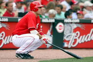 CINCINNATI - JULY 02:  Joey Votto #19 of the Cincinnati Reds waits to bat during the game against the Arizona Diamondbacks on July 2, 2009 in Cincinnati, Ohio.  (Photo by Andy Lyons/Getty Images)
