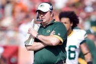 TAMPA, FL - NOVEMBER 08: Head coach Mike McCarthy of the Green Bay Packers directs his team against the Tampa Bay Buccaneers during the game at Raymond James Stadium on November 8, 2009 in Tampa, Florida. (Photo by J. Meric/Getty Images)