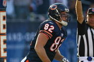 CHICAGO - NOVEMBER 08: Greg Olsen #82 of the Chicago Bears pops up after his third touchdown catch against the Arizona Cardinals at Soldier Field on November 8, 2009 in Chicago, Illinois. The Cardinals defeated the Bears 41-21. (Photo by Jonathan Daniel/Getty Images)
