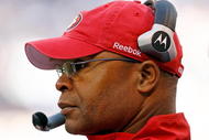 INDIANAPOLIS - NOVEMBER 01:  Mike Singletary the Head Coach of the San Francisco 49ers is pictured during the NFL game against  the Indianapolis Colts  at Lucas Oil Stadium on November 1, 2009 in Indianapolis, Indiana. The Colts won 18-14.  (Photo by Andy Lyons/Getty Images)