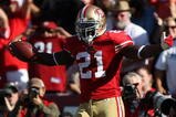 SAN FRANCISCO - NOVEMBER 08: Frank Gore #21 of the San Francisco 49ers celebrates after scoring a touchdown against the Tennessee Titans during an NFL game on November 8, 2009 at Candlestick Park in San Francisco, California.  (Photo by Jed Jacobsohn/Getty Images)