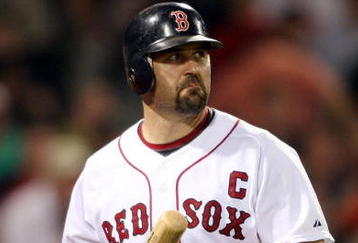 BOSTON - AUGUST 23:  Jason Varitek #33 of the Boston Red Sox reacts after striking out in the ninth inning against the New York Yankees on August 23, 2009 at Fenway Park in Boston, Massachusetts. The Yankees defeated the Red Sox 8-4.  (Photo by Elsa/Getty Images)