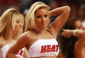MIAMI - NOVEMBER 1:  The Heat Dancers perform during before the Detroit Pistons take on the Miami Heat at American Airlines Arena November 1, 2007 in Miami, Florida. NOTE TO USER: User expressly acknowledges and agrees that, by downloading and or using this photograph, User is consenting to the terms and conditions of the Getty Images License Agreement. Mandatory Copyright Notice: Copyright 2007 NBAE   (Photo by Doug Benc/Getty Images)