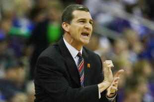 KANSAS CITY, MO - MARCH 14:  Head coach Mark Turgeon of the Texas A&M Aggies reacts during the game against the Kansas State Wildcats during the Phillips 66 Big 12 Championship Quarterfinals at Sprint Center on March 14, 2008 in Kansas City, Missouri. (Photo by Jamie Squire/Getty Images)