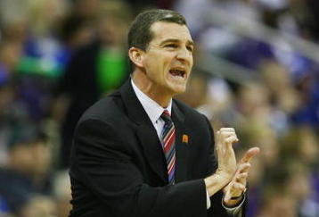 KANSAS CITY, MO - MARCH 14:  Head coach Mark Turgeon of the Texas A&M Aggies reacts during the game against the Kansas State Wildcats during the Phillips 66 Big 12 Championship Quarterfinals at Sprint Center on March 14, 2008 in Kansas City, Missouri. (Photo by Jamie Squire/Getty Images)