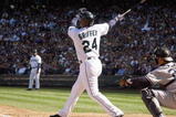 SEATTLE - SEPTEMBER 20:  Ken Griffey Jr #24 of the Seattle Mariners makes a hit during the game against the New York Yankees on September 20, 2009 at Safeco Field in Seattle, Washington. (Photo by Otto Greule Jr/Getty Images)  