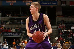 INDIANAPOLIS - MARCH 12:  Kevin Coble #44 of  the Northwestern Wildcats looks to pass the ball against the Minnesota Golden Gophers during the first round of the Big Ten Men's Basketball Tournament at Conseco Fieldhouse on March 12, 2009 in Indianapolis, Indiana.  (Photo by Jonathan Daniel/Getty Images)