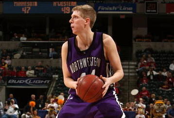 INDIANAPOLIS - MARCH 12:  Kevin Coble #44 of  the Northwestern Wildcats looks to pass the ball against the Minnesota Golden Gophers during the first round of the Big Ten Men's Basketball Tournament at Conseco Fieldhouse on March 12, 2009 in Indianapolis, Indiana.  (Photo by Jonathan Daniel/Getty Images)