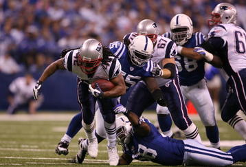 INDIANAPOLIS - NOVEMBER 02:  BenJarvus Green-Ellis #42 of the New England Patriots runs the ball against the Indianapolis Colts at Lucas Oil Stadium on November 2, 2008 in Indianapolis, Indiana.  (Photo by Andy Lyons/Getty Images)