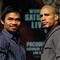 LAS VEGAS - NOVEMBER 11:  Boxer Manny Pacquiao (L) and WBO welterweight champion Miguel Cotto pose during the final news conference for their bout at the MGM Grand Hotel/Casino November 11, 2009 in Las Vegas, Nevada. Pacquiao and Cotto will meet in a WBO welterweight title fight at the MGM Grand on November 14.  (Photo by Ethan Miller/Getty Images)