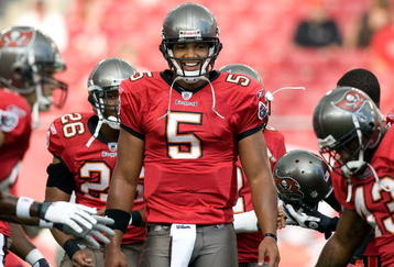 TAMPA, FL - SEPTEMBER 04:  Quarterback Josh Freeman #5 of the Tampa Bay Buccaneers warms up just before the start of the game against the Houston Texans at Raymond James Stadium on September 4, 2009 in Tampa, Florida.  (Photo by J. Meric/Getty Images)
