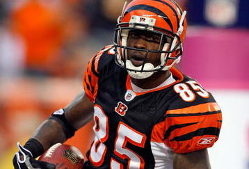 CINCINNATI - OCTOBER 25:  Chad Ochocinco #85 of the Cincinnati Bengals scores a touchdown during the NFL game against the Chicago Bears at Paul Brown Stadium on October 25, 2009 in Cincinnati, Ohio.  The Bengals won 45-10.  (Photo by Andy Lyons/Getty Images)