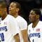 KANSAS CITY, MO - MARCH 19: Willie Kemp #1 of the Memphis Tigers walks to the bench with his teammates during their first round game against the CSUN Matadors in the NCAA Division I Men's Basketball Tournament at the Sprint Center on March 19, 2009 in Kansas City, Missouri. The Tigers defeated the Matadors 81-70. (Photo by Jamie Squire/Getty Images)