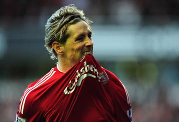 LIVERPOOL, UNITED KINGDOM - OCTOBER 25:  Fernando Torres of Liverpool celebrates scoring the opening goal during the Barclays Premier League match between Liverpool and Manchester United at Anfield on October 25, 2009 in Liverpool, England. (Photo by Clive Mason/Getty Images)