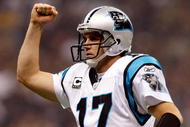 NEW ORLEANS - NOVEMBER 08: Quarterback Jake Delhomme #17 of the Carolina Panthers reacts after a touchdown against the New Orleans Saints at Louisiana Superdome on November 8, 2009 in New Orleans, Louisiana. (Photo by Ronald Martinez/Getty Images)