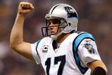 NEW ORLEANS - NOVEMBER 08:  Quarterback Jake Delhomme #17 of the Carolina Panthers reacts after a touchdown against the New Orleans Saints at Louisiana Superdome on November 8, 2009 in New Orleans, Louisiana.  (Photo by Ronald Martinez/Getty Images)