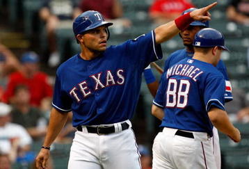 ARLINGTON, TX - SEPTEMBER 13:  Catcher Ivan Rodriguez #7 of the Texas Rangers on September 12, 2009 at the Ballpark in Arlington, Texas.  (Photo by Ronald Martinez/Getty Images)