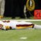 ATLANTA - NOVEMBER 08: Santana Moss #89 of the Washington Redskins lies on the field after having a pass broken up by the Atlanta Falcons at Georgia Dome on November 8, 2009 in Atlanta, Georgia. (Photo by Kevin C. Cox/Getty Images)