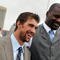 BALTIMORE, MD - AUGUST 22: Olympic swimmer Michael Phelps and basketball star Shaquille O'Neil pose for pictures after a press conference for O'Neil's new reality TV series 'Shaq Vs' at the Rusty Scupper Restuarant on Saturday, August 22, 2009 in Baltimore, Maryland. O'Neil is challenging Olympic gold medalist Michael Phelps to a swimming competition. (Photo by Jay Westcott/Getty Images)
