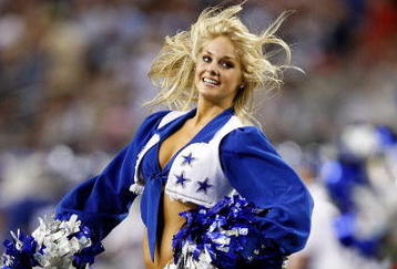 ARLINGTON, TX - SEPTEMBER 20:  Abigail Klein of the Dallas Cowboys cheerleaders performs at Cowboys Stadium on September 20, 2009 in Arlington, Texas.  (Photo by Ronald Martinez/Getty Images)