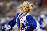 ARLINGTON, TX - SEPTEMBER 20:  Abigail Klein of the Dallas Cowboys cheerleaders performs at Cowboys Stadium on September 20, 2009 in Arlington, Texas.  (Photo by Ronald Martinez/Getty Images)