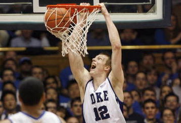 DURHAM, NC - MARCH 03:  Kyle Singler #12 of the Duke Blue Devils dunks against the Florida State Seminoles during the game on March 3, 2009 at Cameron Indoor Stadium in Durham, North Carolina.  (Photo by Kevin C. Cox/Getty Images)