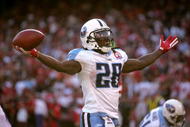 SAN FRANCISCO - NOVEMBER 08:  Chris Johnson #28 of the Tennessee Titans celebrates after he scored a touchdown against the San Francisco 49ers at Candlestick Park on November 8, 2009 in San Francisco, California.  (Photo by Ezra Shaw/Getty Images)