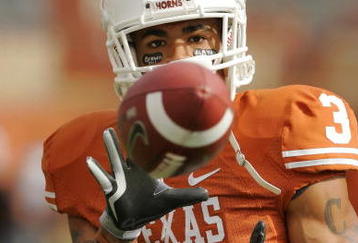 AUSTIN, TX - NOVEMBER 07:  Cornerback Curtis Brown #3 of the Texas Longhorns practices before a game against the UCF Knights on November 7, 2009 at Darrell K Royal - Texas Memorial Stadium in Austin, Texas.  Texas won 35-3.  (Photo by Brian Bahr/Getty Images)