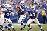 INDIANAPOLIS - NOVEMBER 08:  Peyton Manning #18 of the Indianapolis Colts passes the ball during the NFL game against the Houston Texans at Lucas Oil Stadium on November 8, 2009 in Indianapolis, Indiana.  The Colts won 20-17.  (Photo by Andy Lyons/Getty Images)
