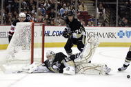 PITTSBURGH, PA - NOVEMBER 12:  Marc-Andre Fleury #29 of the Pittsburgh Penguins makes a save against the New Jersey Devils in the second period at Mellon Arena on November 12, 2009 in Pittsburgh, Pennsylvania.(Photo by Justin K. Aller/Getty Images)