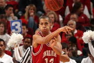 INDIANAPOLIS - MARCH 12: Verdell Jones III #12 of the Indiana Hoosiers passes the ball against the Penn State Nittany Lions during the first round of the Big Ten Men's Basketball Tournament at Conseco Fieldhouse on March 12, 2009 in Indianapolis, Indiana. (Photo by Jonathan Daniel/Getty Images)