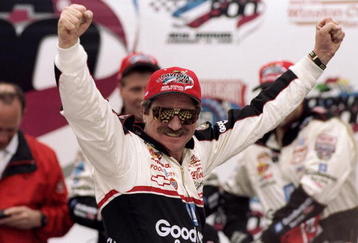 15 Feb 1998: Dale Earnhardt celebrates after winning the Daytona 500 at Daytona International Speedway in Daytona Beach, Florida.