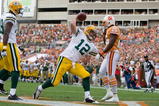 TAMPA, FL - NOVEMBER 08:  Quarterback Aaron Rodgers #12 of the Green Bay Packers spikes the ball after his fourth quarter touchdown against the Tampa Bay Buccaneers during the game at Raymond James Stadium on November 8, 2009 in Tampa, Florida.  (Photo by J. Meric/Getty Images)