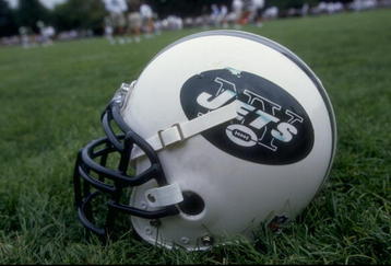 28 Jul 1998:  General view of the new helmets for the New York Jets during the 1998 New York Jets Training Camp at the Hofstra University in Hempstead, New York. Mandatory Credit: Todd Warshaw  /Allsport