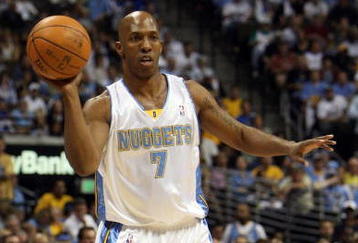 DENVER - MAY 29:  Chauncey Billups #7 of the Denver Nuggets passes the ball in Game Six of the Western Conference Finals during the 2009 NBA Playoffs against the Los Angeles Lakers at Pepsi Center on May 29, 2009 in Denver, Colorado. NOTE TO USER: User expressly acknowledges and agrees that, by downloading and or using this photograph, User is consenting to the terms and conditions of the Getty Images License Agreement.  (Photo by Jed Jacobsohn/Getty Images)