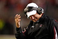 TUSCALOOSA - OCTOBER 17:  Head coach Steve Spurrier of the South Carolina Gamecocks reacts to a call during the game against the Alabama Crimson Tide at Bryant-Denny Stadium on October 17, 2009 in Tuscaloosa, Alabama. The Crimson Tide beat the Gamecocks 20-6.  (Photo by Mike Zarrilli/Getty Images)