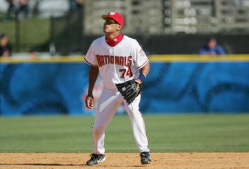 VIERA, FL - MARCH 2:  Infielder Ian Desmond #74 of the Washington Nationals fields against the New York Mets during MLB Spring Training action on March 2, 2005 at the Space Coast Stadium in Viera, Florida. The Washington Nationals defeated the Mets 5-3. (Photo by Doug Pensinger/Getty Images)