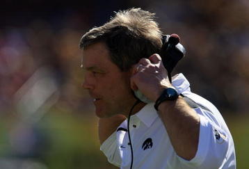 TAMPA, FL - JANUARY 01: Head coach Kirk Ferentz of the Iowa Hawkeyes is seen during the game against the South Carolina Gamecocks during the Outback Bowl on January 1, 2009 at Raymond James Stadium in Tampa, Florida.  (Photo by Scott Halleran/Getty Images)