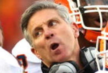 PASADENA, CA - JANUARY 01:  Head coach Ron Zook of the Illinois Fighting Illini talks to his team during the 'Rose Bowl presented by Citi' against the USC Trojans at the Rose Bowl on January 1, 2008 in Pasadena, California.  (Photo by Donald Miralle/Getty Images)