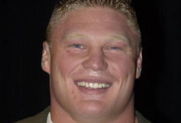 NEW YORK - MARCH 18:  World Wrestling Entertainment Wrestler Brock Lesnar attends a media conference announcing the all-star lineup of WWE WrestleMania XIX at ESPN Zone in Times Square March 18, 2003 in New York City.  (Photo by Mark Mainz/Getty Images)